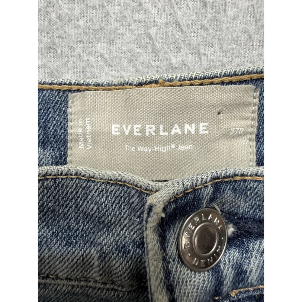 Everlane‎ The Way High Jeans Womens 27R Blue Medium Wash High Rise Wide Leg Crop